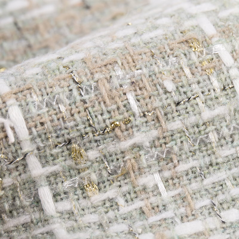 Chanel karirana metalik zlatno srebrna tkanina od tvida za kapute 3219