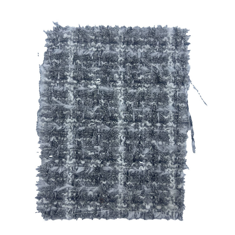 Siva karirana reljefna tkanina od tvida fine teksture za žensku odjeću 23503