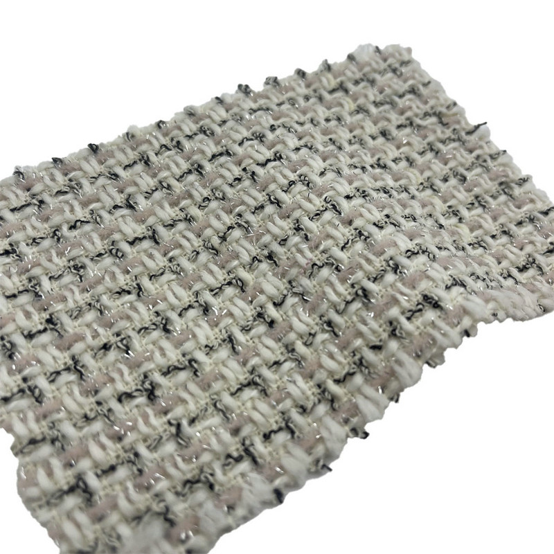 Svjetloružičasta karirana metalik modna tkanina od tvida za haljinu 23523