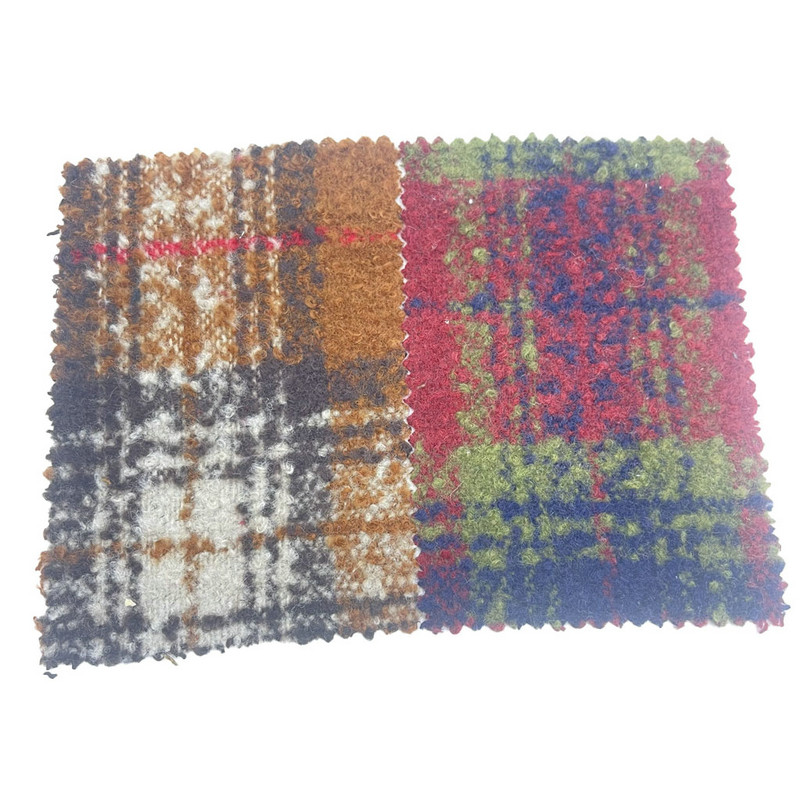 Teddy Tartan Karirano Vuneno Jacquard Tvid Tkanine za jakne 3851